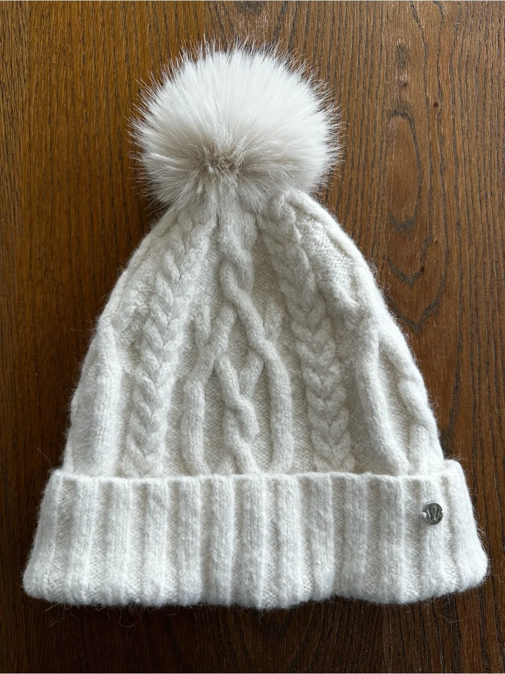 Lululemon Athletica Cable Knit Twist Warm Pom Pom Beanie Winter Hat